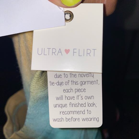 Ultra Flirt Pocketed Tie Dye Puff Short Sleeve Crew Neck Mini Sweatshirt Dress - Picture 6 of 7